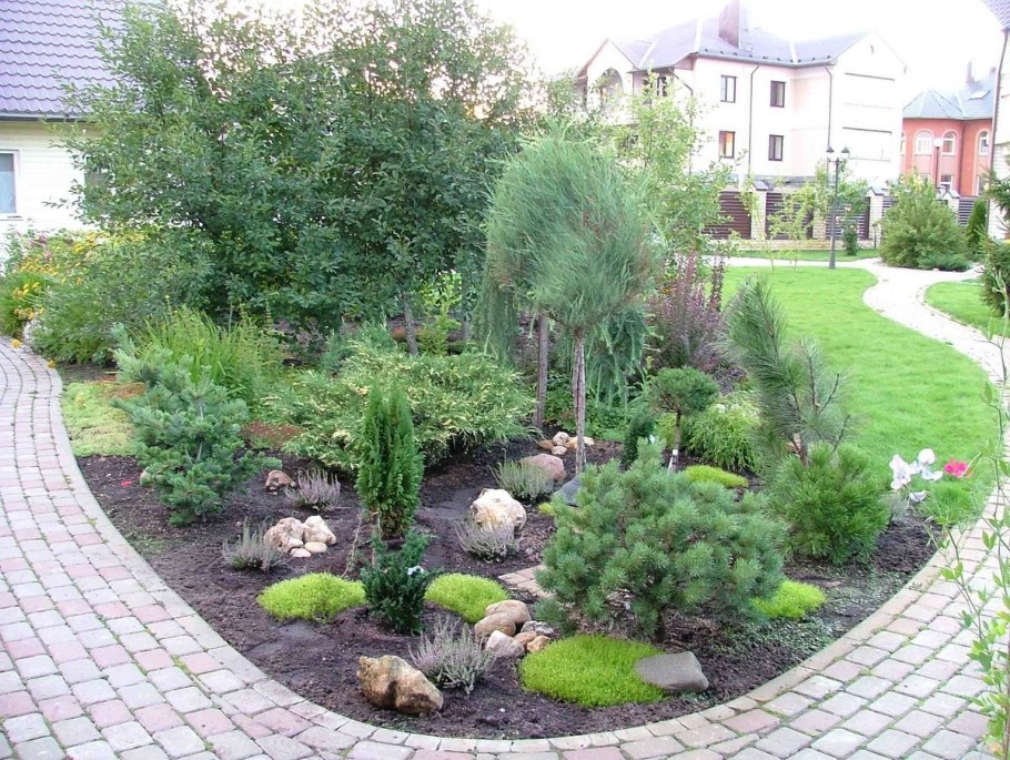 Альпийская горка можжевельник Барбарис спирея