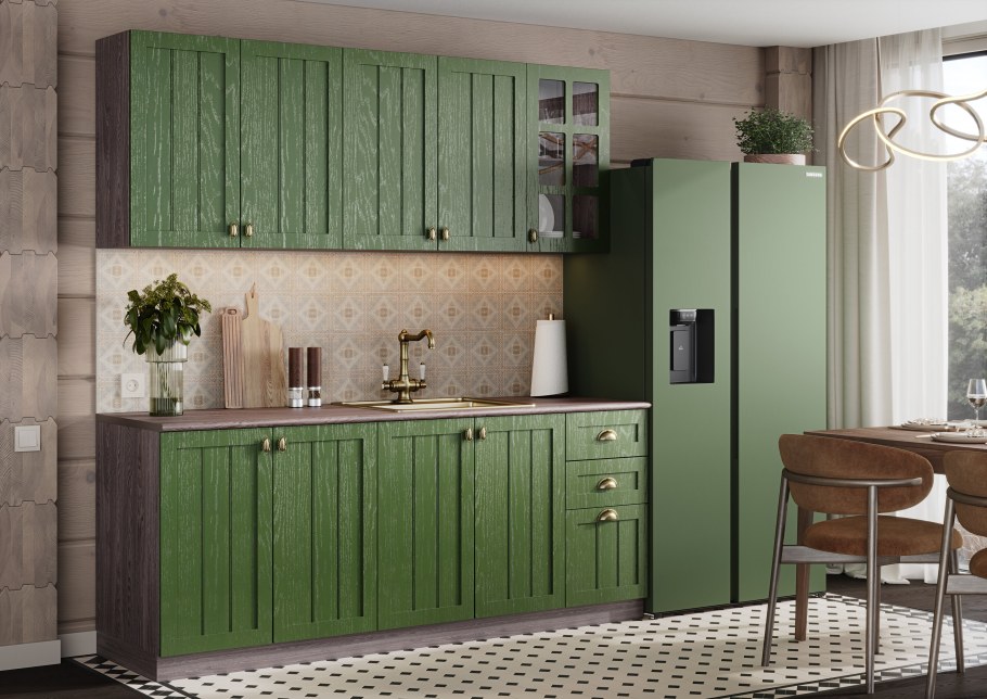 Кухонный гарнитур зеленый с белым