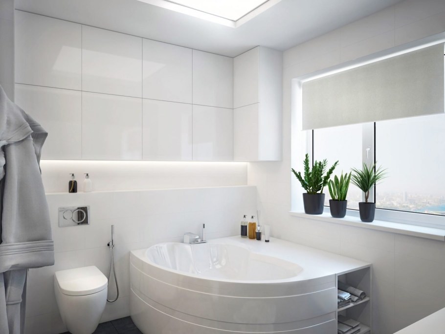 Ванная в белых тонах