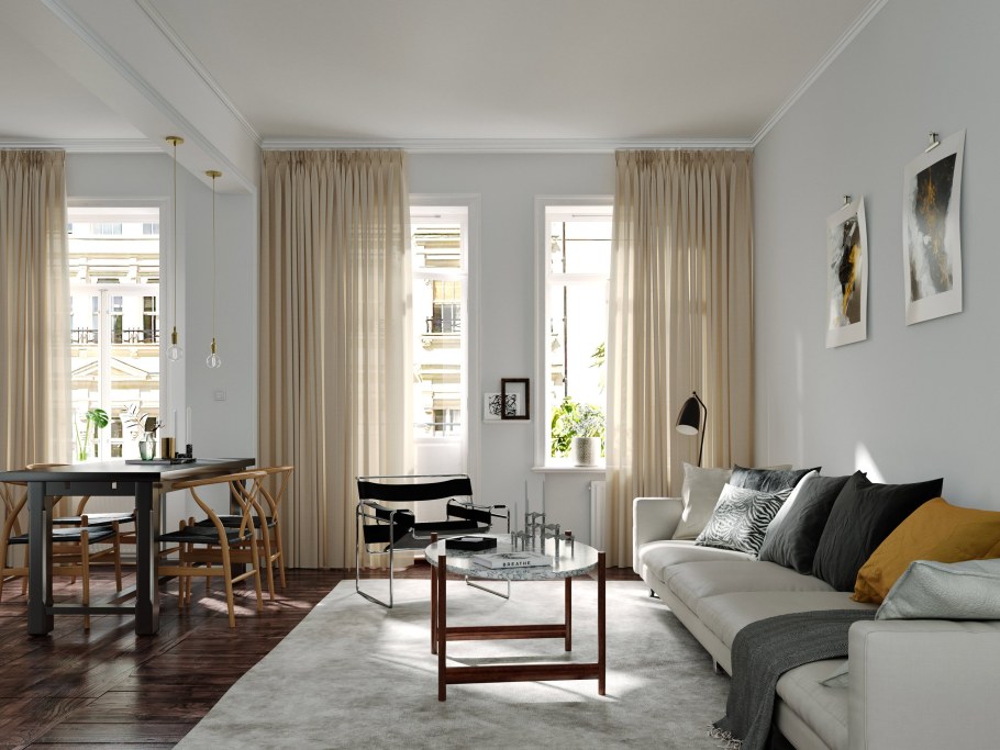 Карнизы в интерьере гостиной