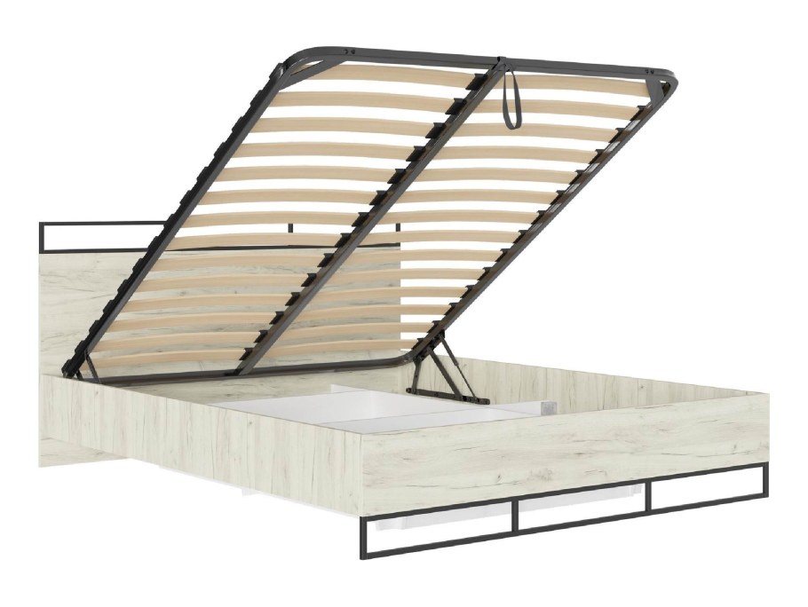 Кровать МК стиль лофт 1.6 м с подъёмным механизмом дуб крафт золотой