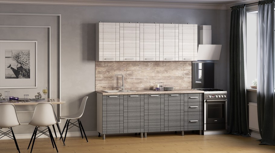 Кухня Бомбей Сандал серый и белый