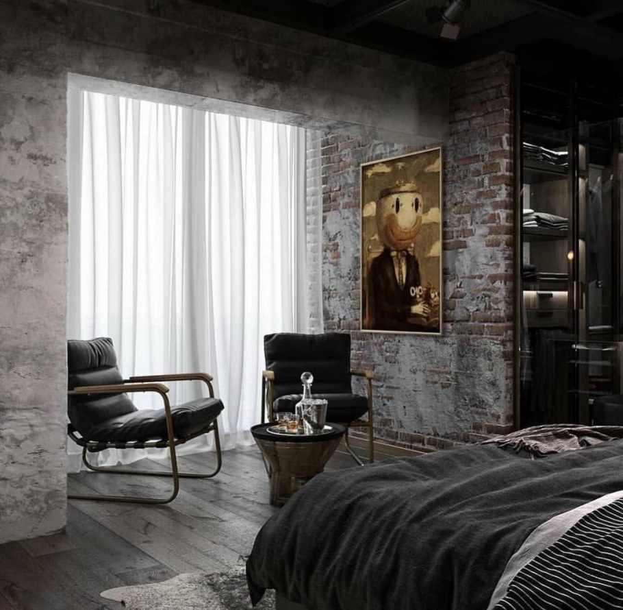 Тотал Блэк лофт интерьер