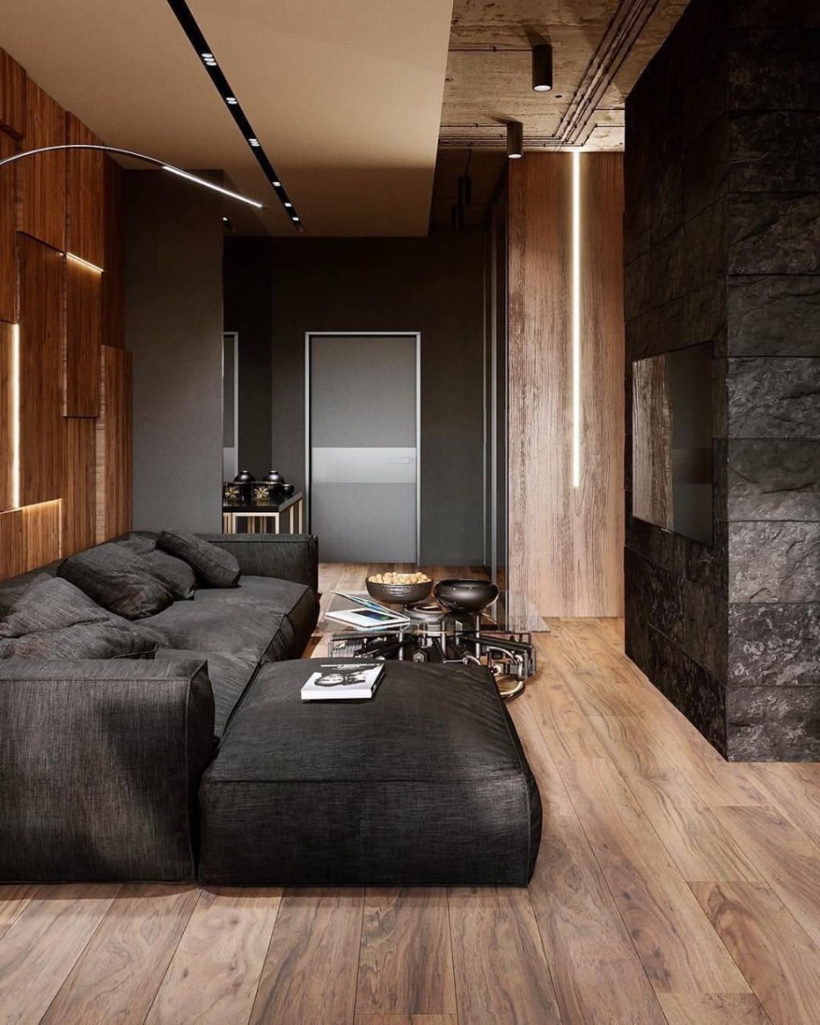 Интерьер лофт гостиная 15кв