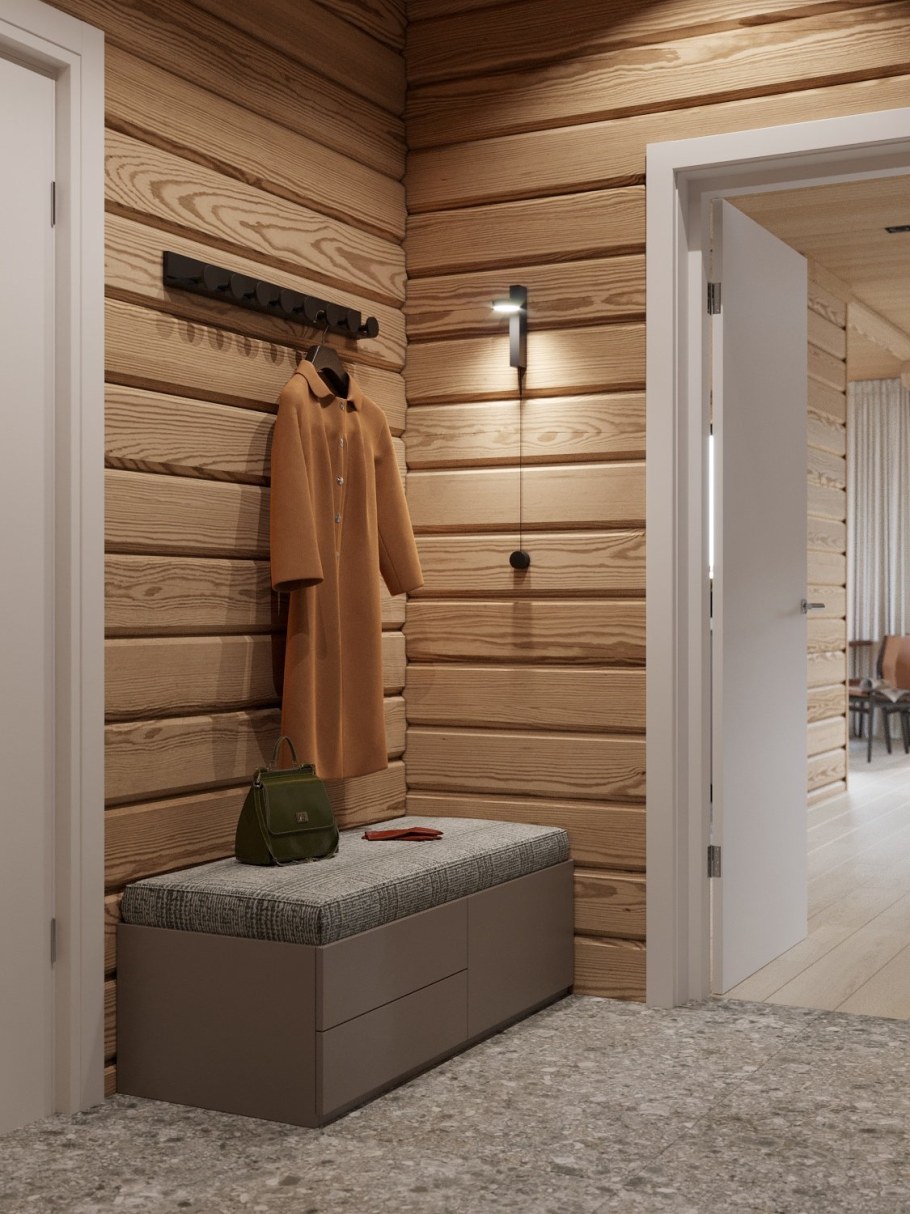 Прихожая в бревенчатом доме