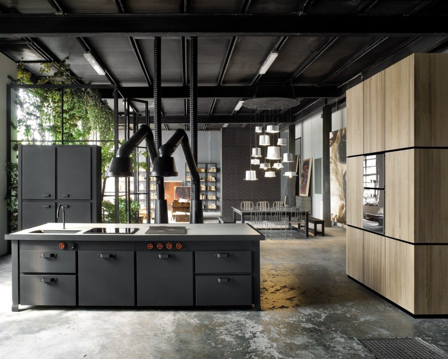 Кухня лофт металл дерево
