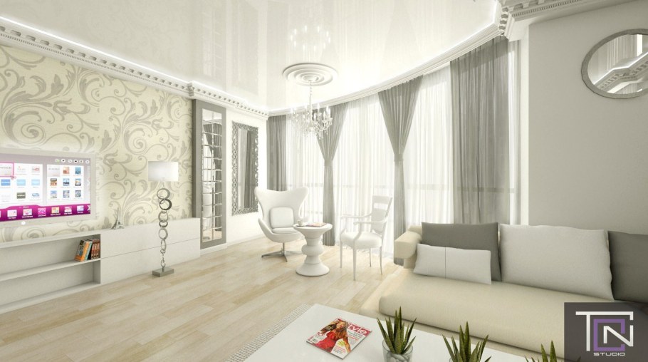 Стильные обои для гостиной