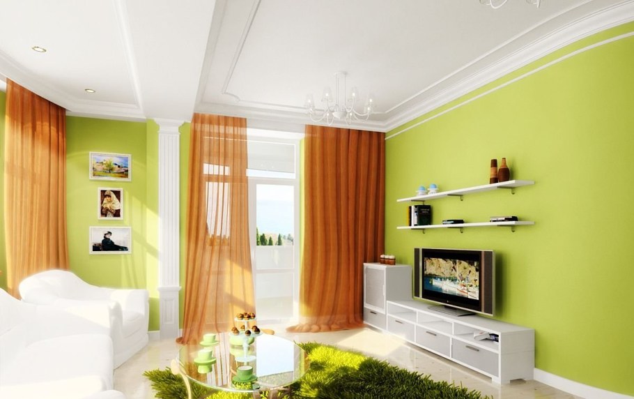 Гостиная в зеленых тонах