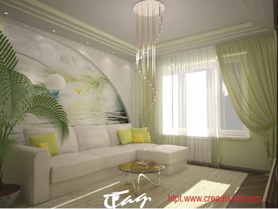 Гостиная в салатовом цвете