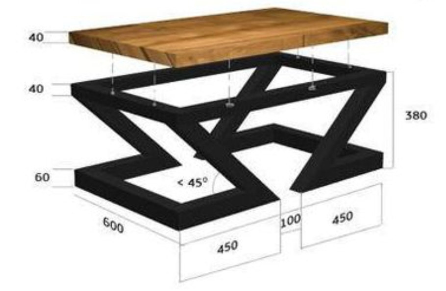 Столик Loft чертеж журнальный