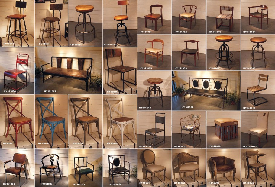 Стулья из металла и дерева