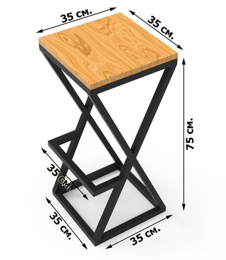 Барный стул в стиле лофт чертеж