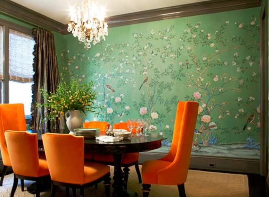 Оранжевые стены в интерьере