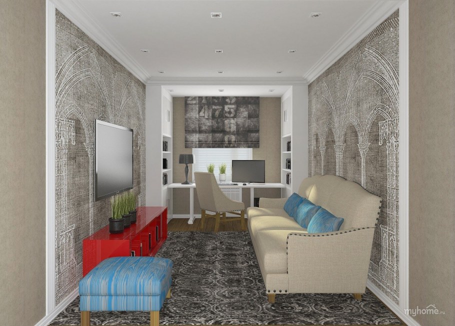 Гостиная в узкой комнате