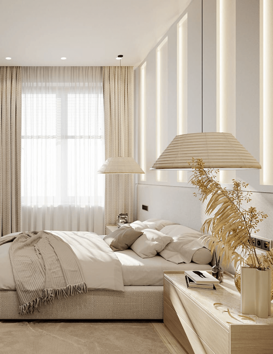 Декор спальни в светлых тонах