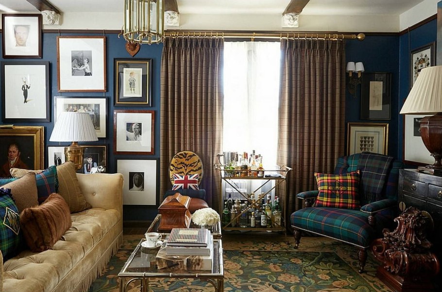 Стиль Ральф Лорен в интерьере гостиной