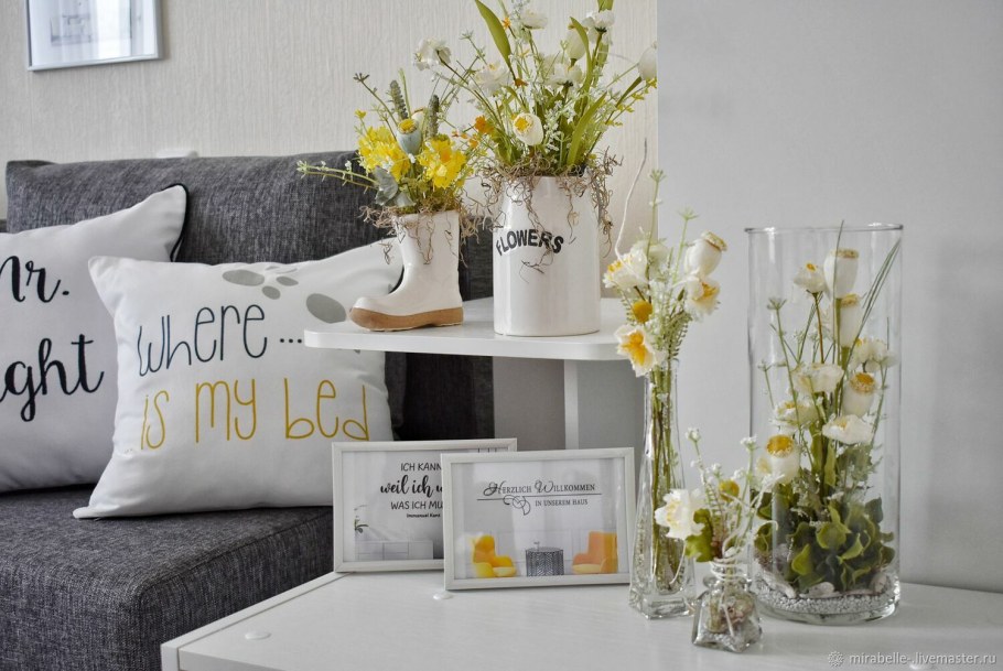 Декор для дома с хлопковыми цветами