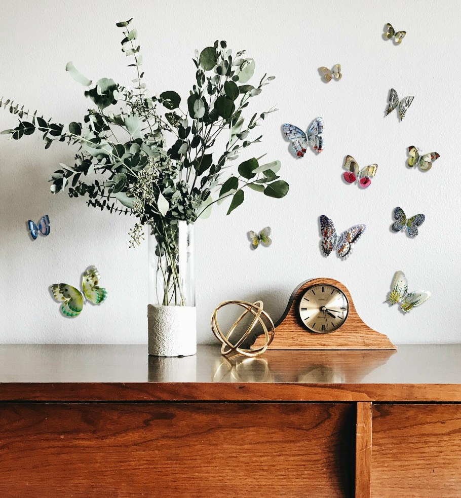 Фотообои бабочки на стене