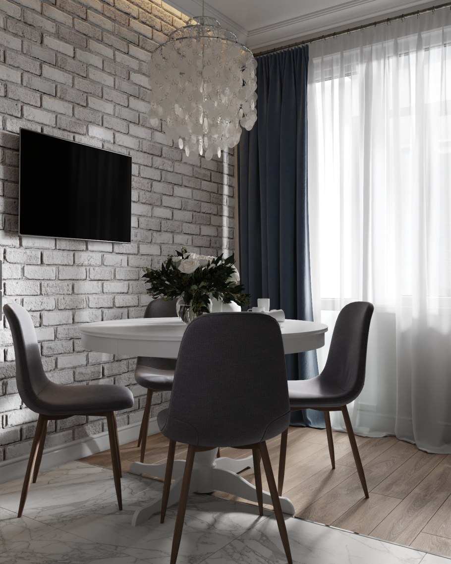 Серый кирпич в интерьере