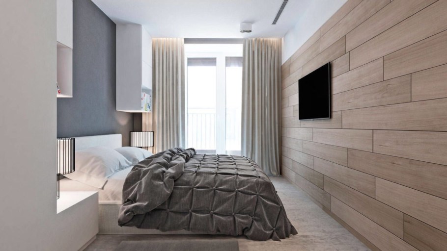 Ламинат не стене в интерьере