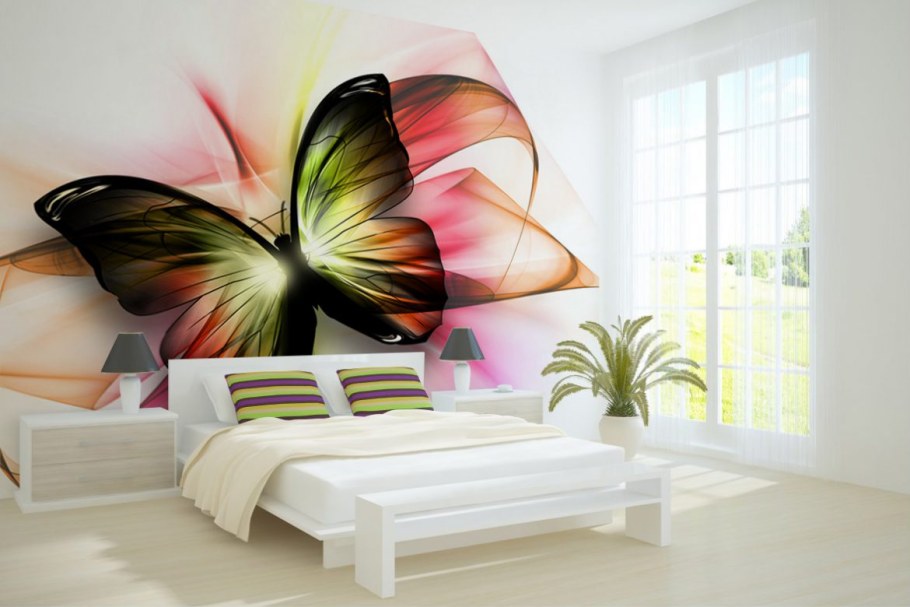 Фотообои в интерьере спальни