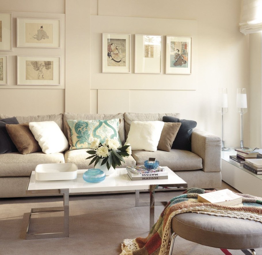 Бежевый интерьер гостиной