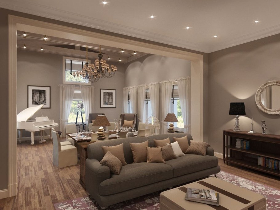 Гостиная в бежевом цвете