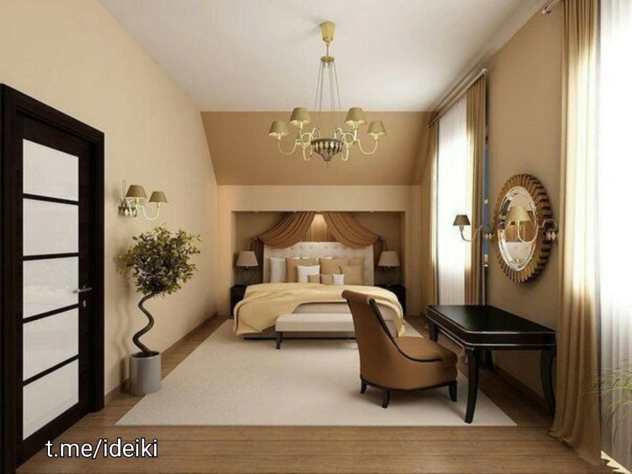 Спальня в коричневых тонах