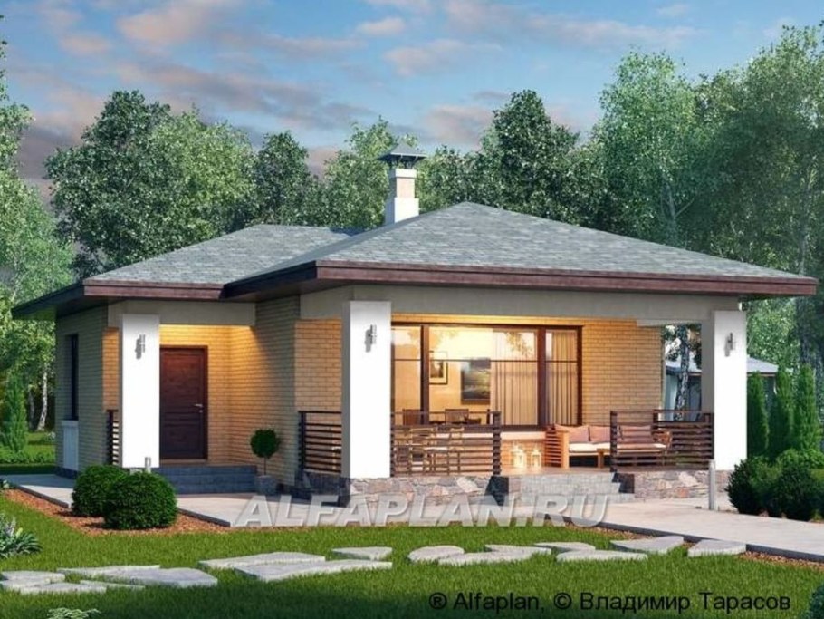 Одноэтажный дом с террасой 80кв