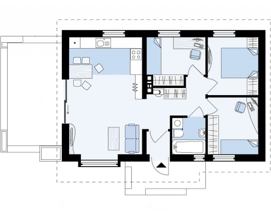Планировка дома 65 кв.м одноэтажный