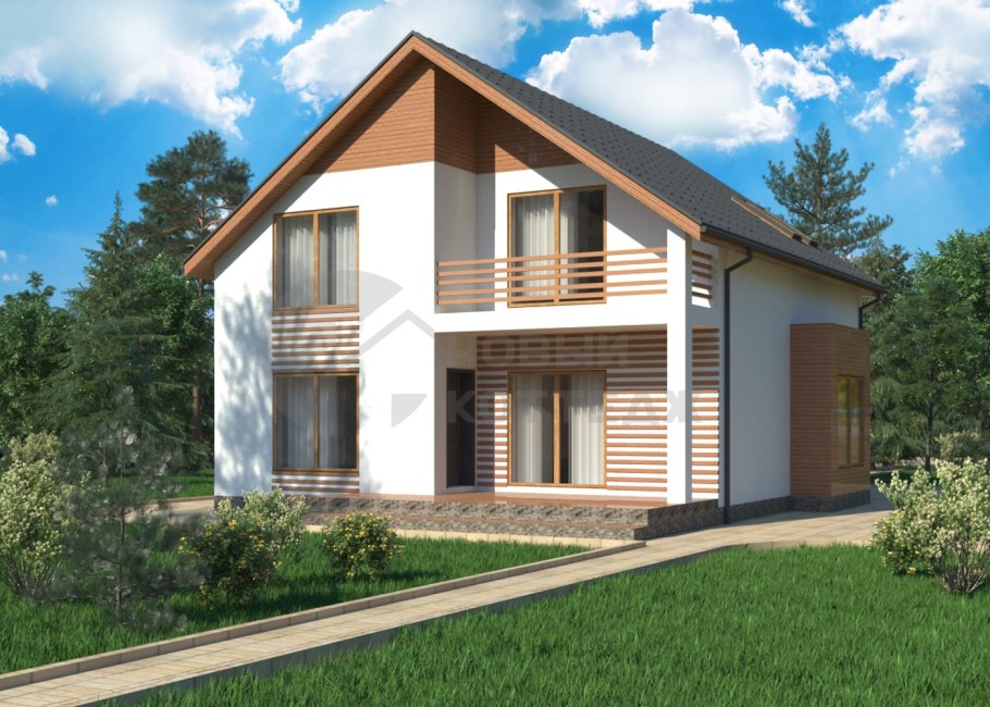 Дом с мансардой и балконом 120кв