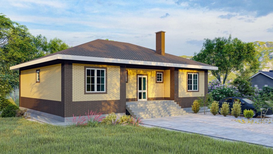 Одноэтажный кирпичный дом 100м2