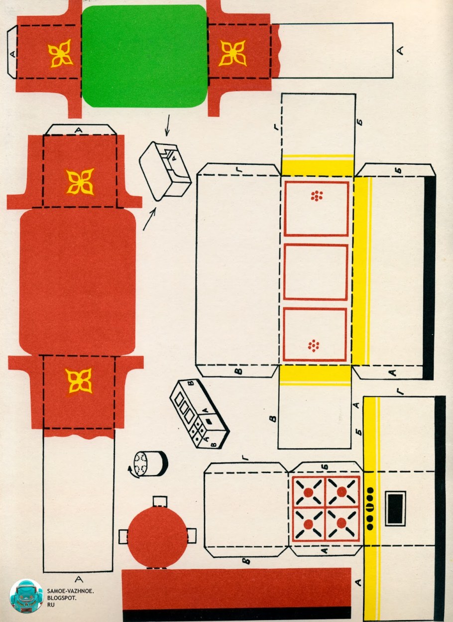 Мебель для бумажного кукольного дома
