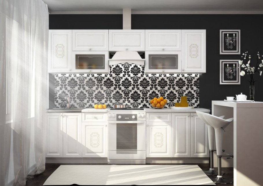 Кухня Неаполь Сурская мебель белое дерево