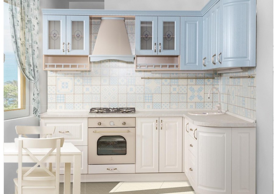 Кухня Прованс голубой Сурская мебель