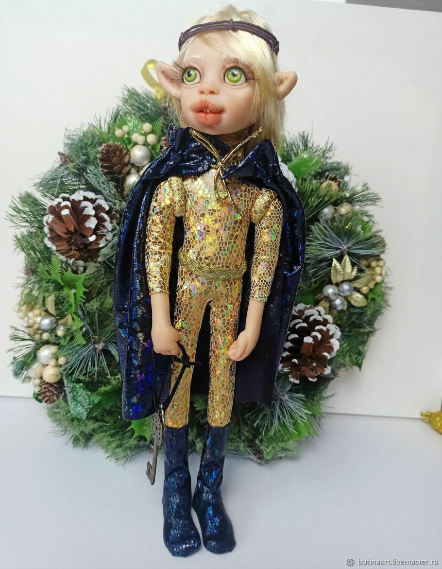 Ватная игрушка баба Яга с вороной