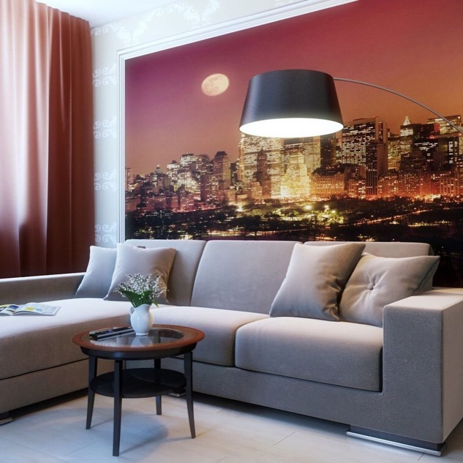 Фотообои над диваном