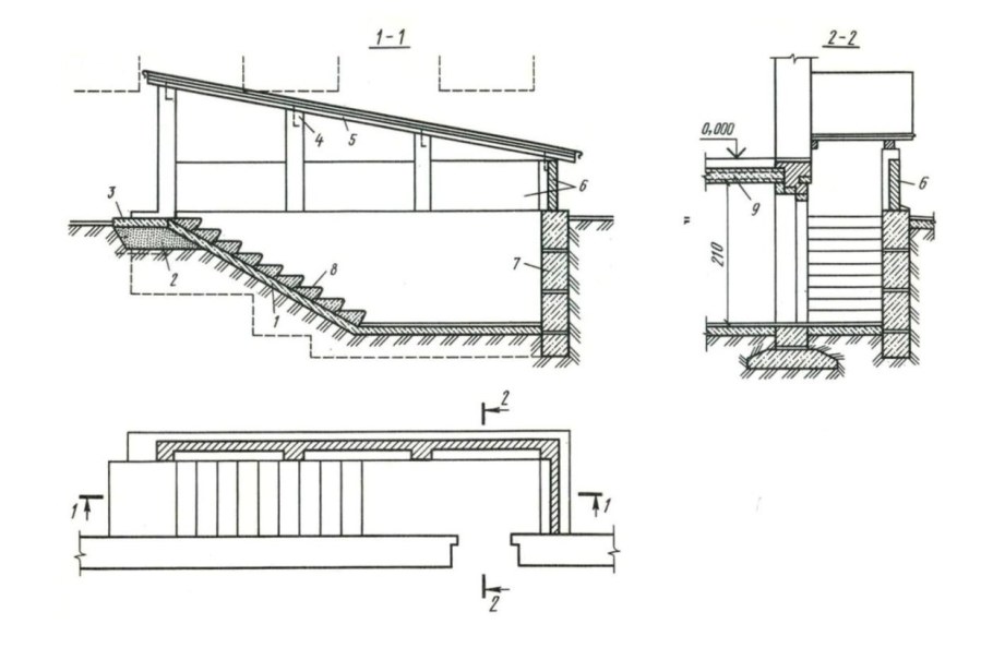 Устройство наружного входа в подвал в автокаде