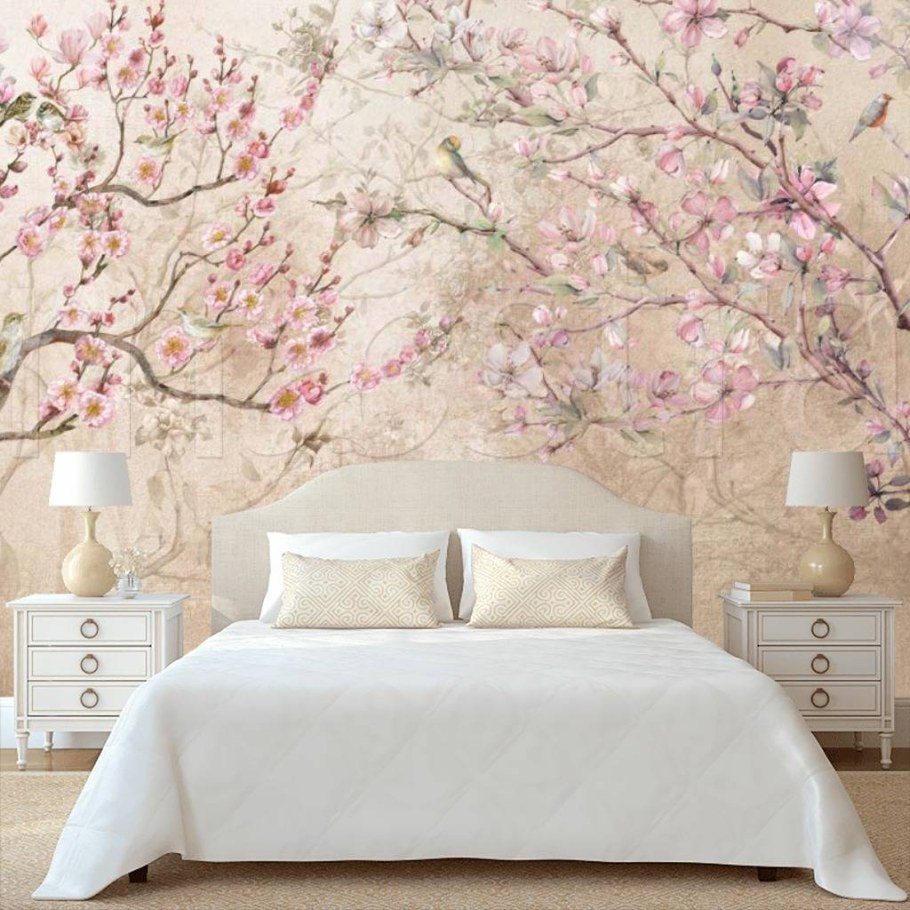 Фотообои в спальню цветущие деревья