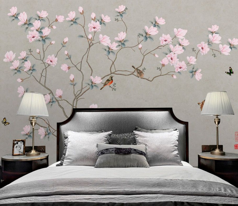 Фотообои с сакурой в спальню