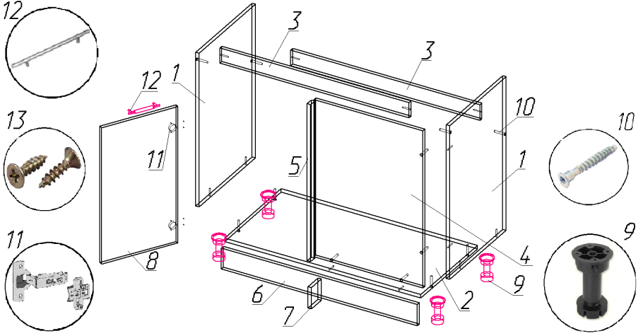 Тумба под мойку м800 с цоколем схема сборки