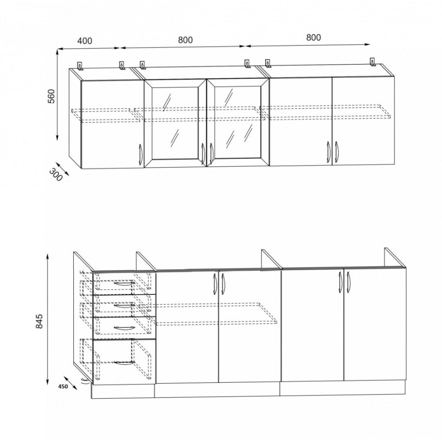 Кухня Татьяна 2.0м ясень темный/светлый