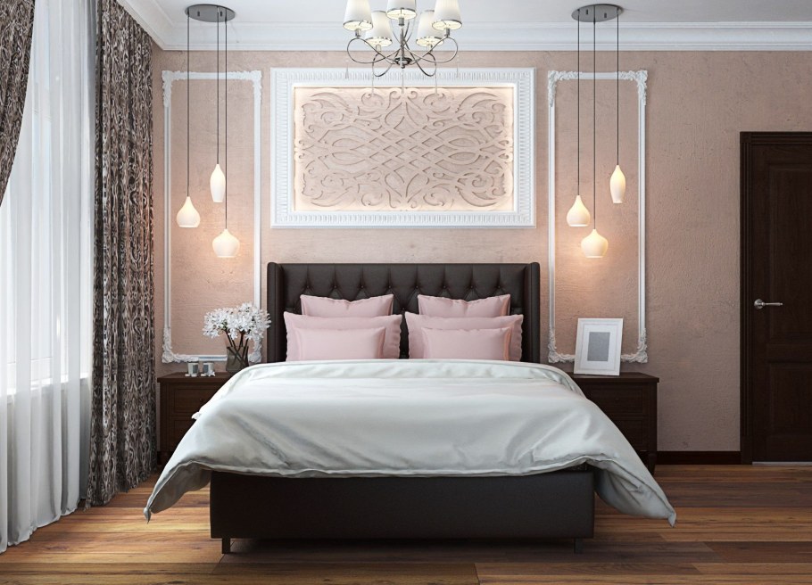 Спальня в пудровом цвете