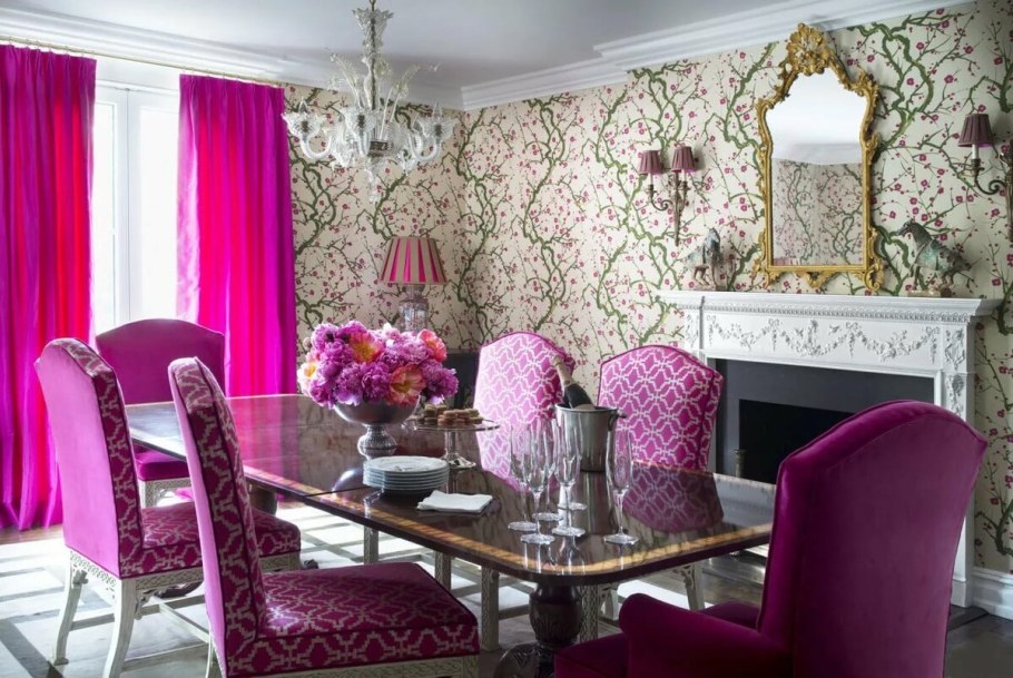 Шторы фуксия в интерьере