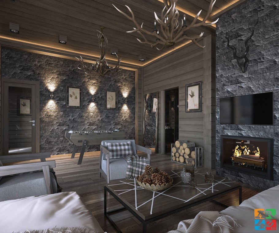 Отделка стен в стиле Шале