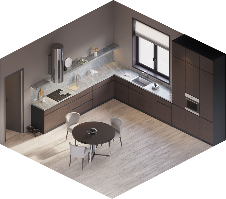 Необычная планировка кухни