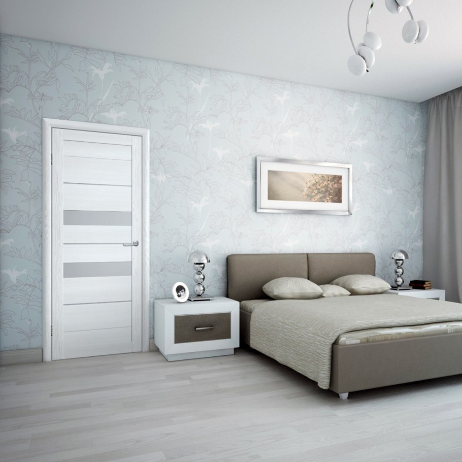 Светлый ламинат в спальне