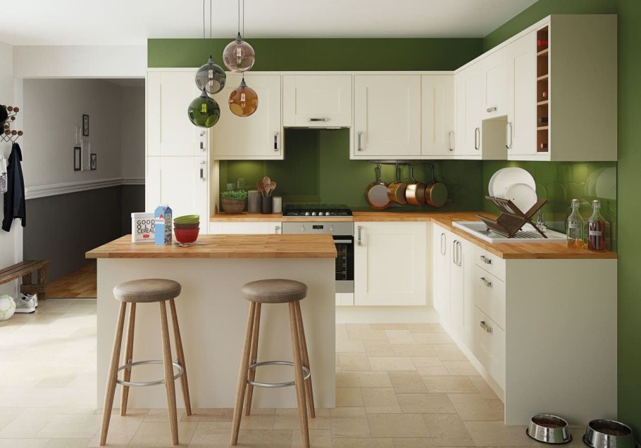 Оливковая кухня в интерьере