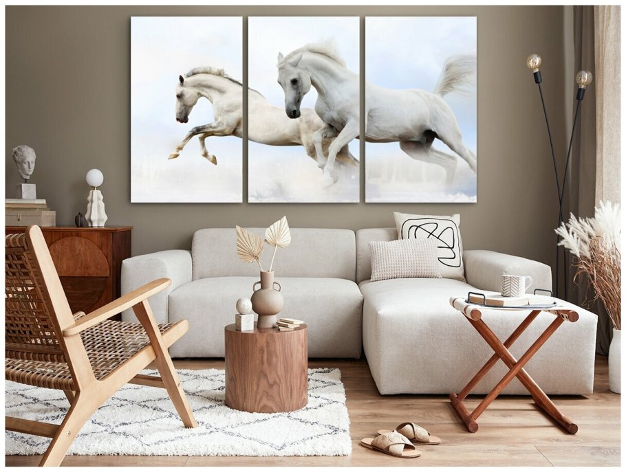 Белая лошадь интерьерная картина по номерам