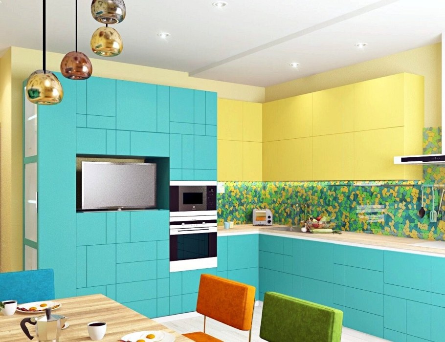 Кухня в бирюзовом цвете